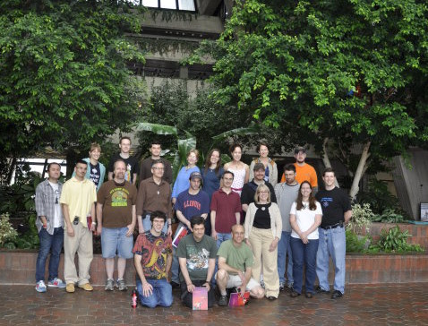 A group of skeptics inside the main lobby of Fermilab in Batavia, IL