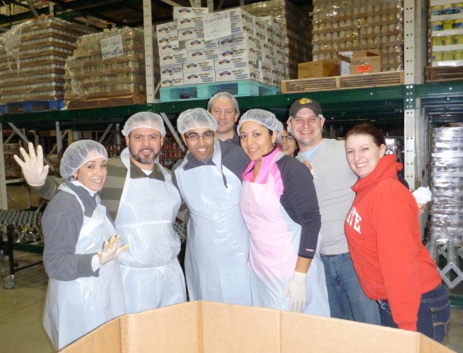 Group of 7 Chicago Skeptics in aprons and hairnets