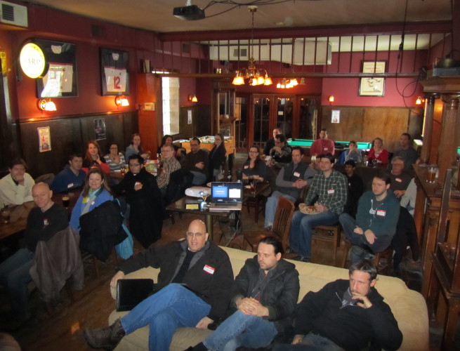 the back room at Black Rock is full of skeptics for a meetup.