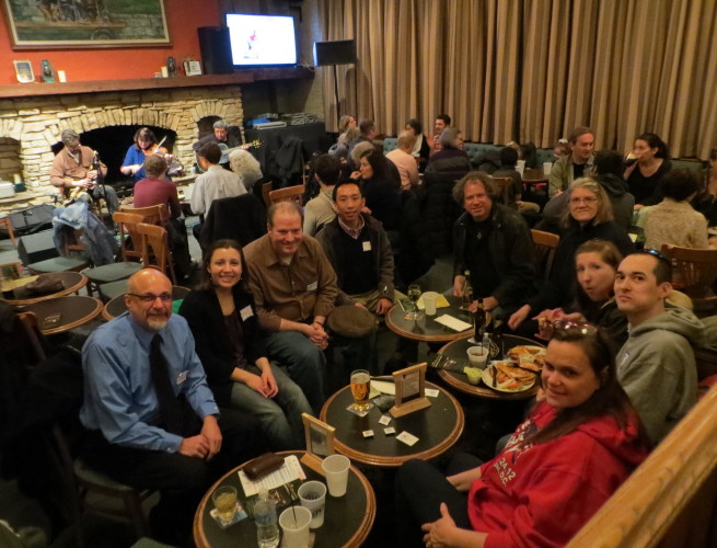 Photo of a room full of Skepticamp attendees at the Irish American Heritage Center